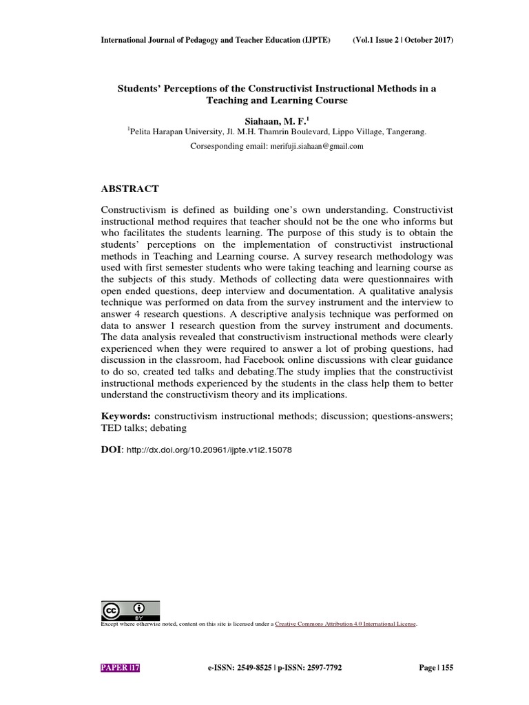 Students Perceptions of The Constructivist Instru | PDF ...