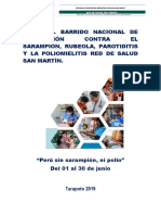 Plan Del Barrido Nacional de Vacunación Contra, El Sarampión, Rubeola, Paratoditis y La Poliomelitis 2019