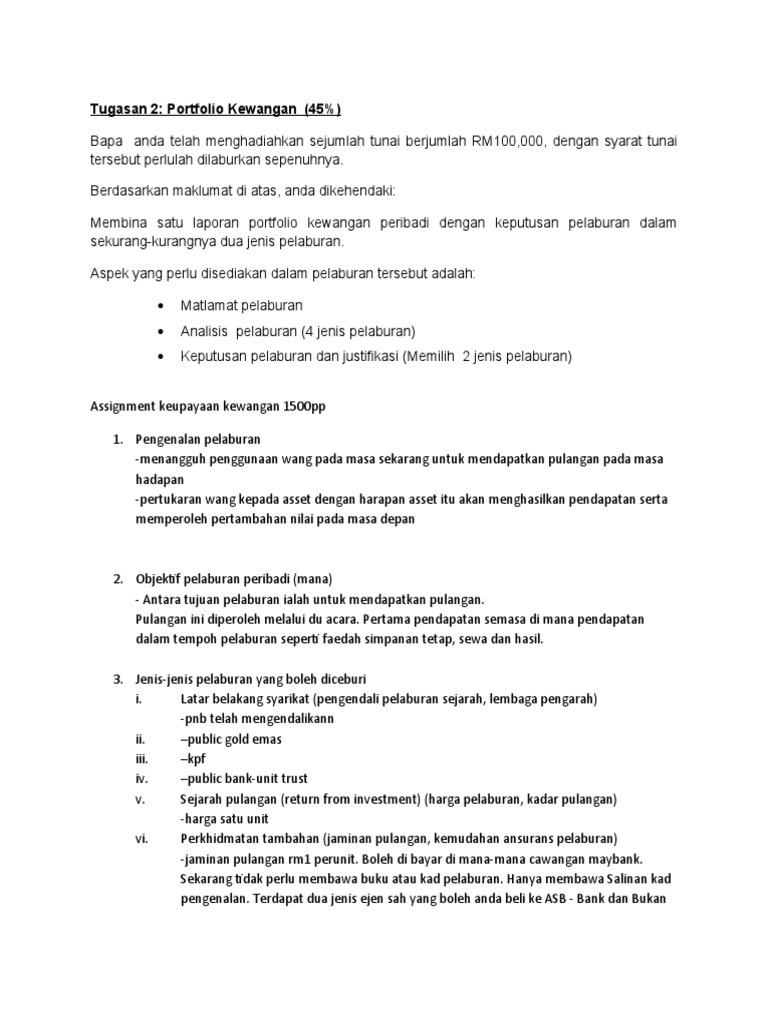 Portfolio Kewangan Pdf