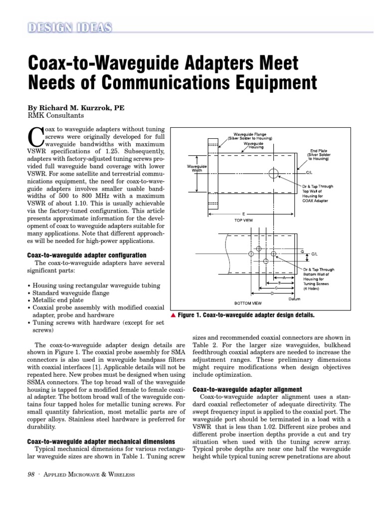 Waveguide To Coax Adapters PDF Coaxial Cable Waveguide