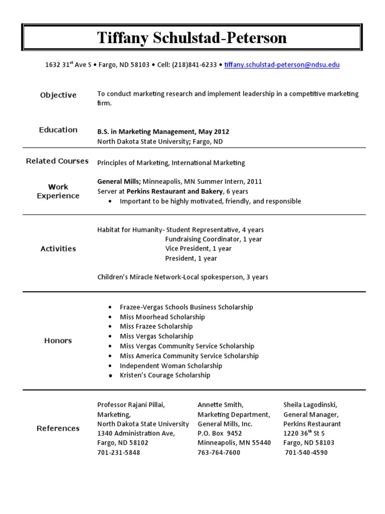 Marketing Resume of Tiffany Schulstad-Peterson | PDF