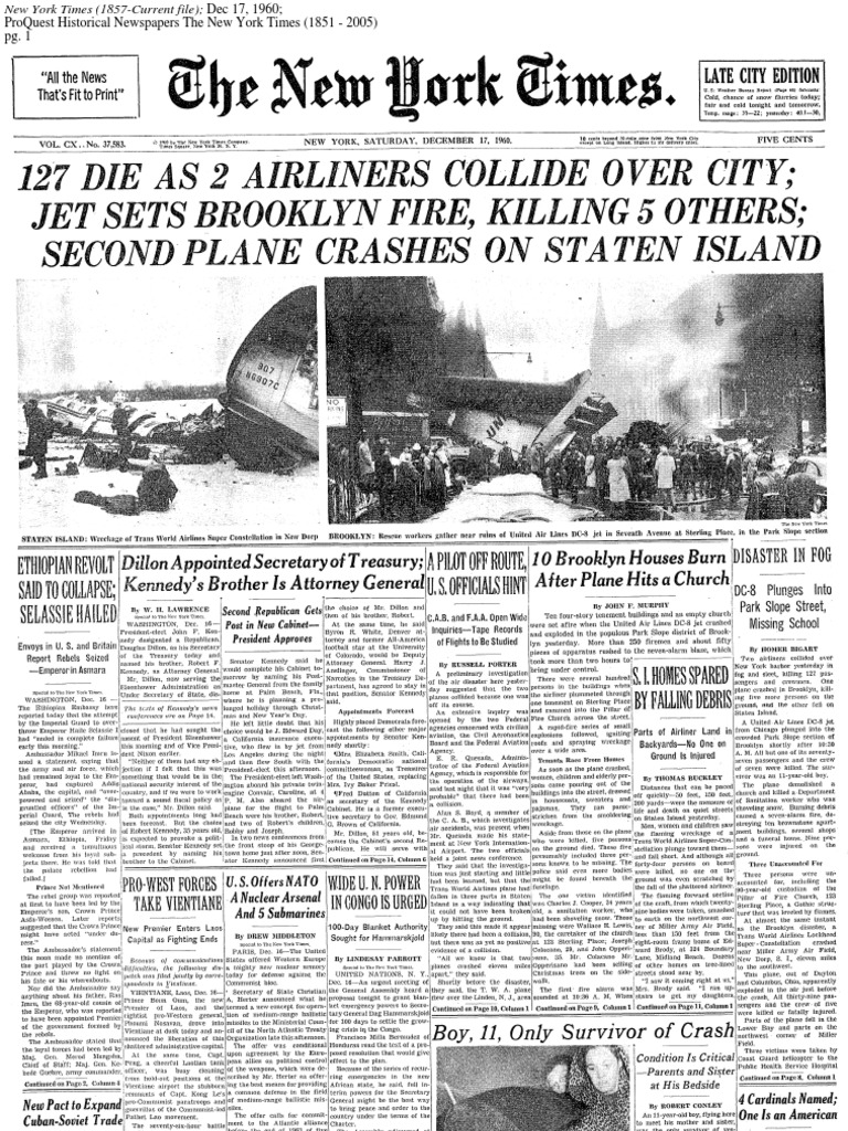 NYT Front Page, Dec 17, 1960 | PDF