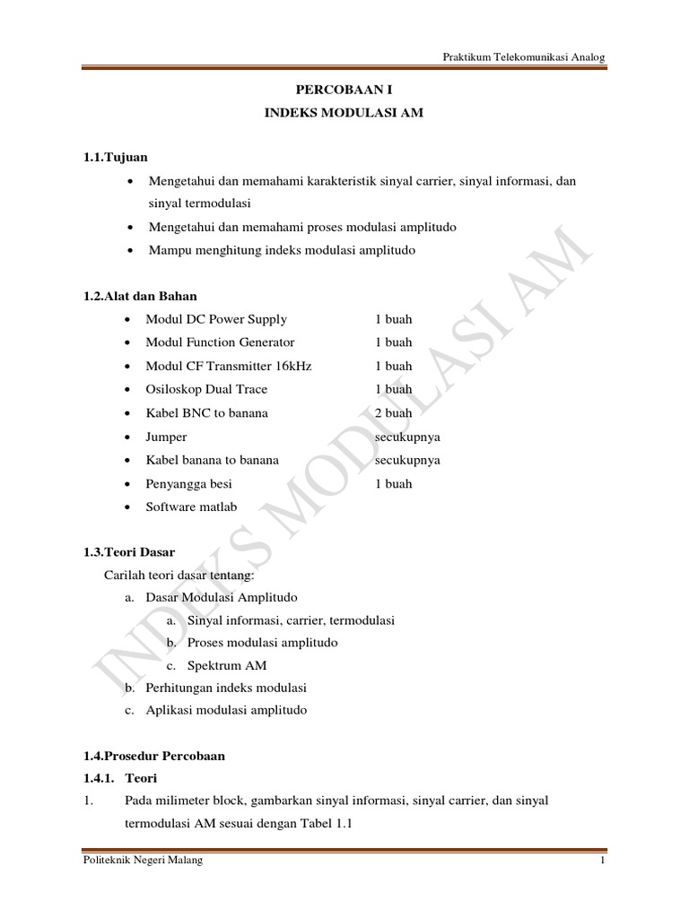 Indeks Modulasi AM: Praktikum dan Analisis | PDF