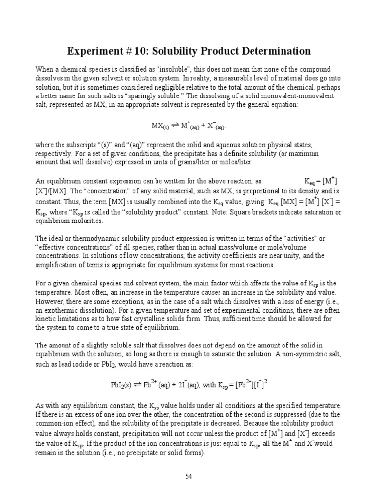 Experiment 10 | PDF | Solubility | Solution