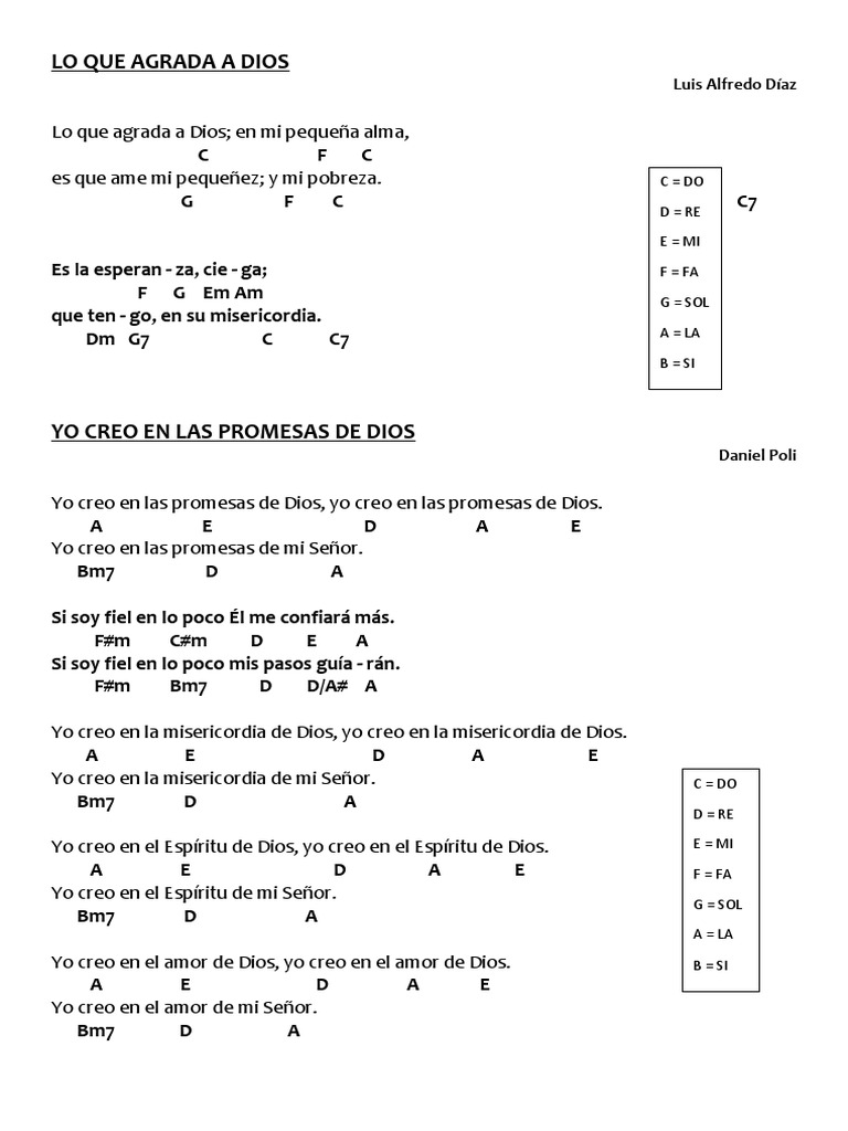 Lo que agrada a Dios: letra y acordes | PDF