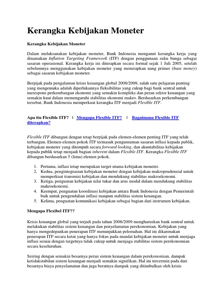 Kerangka Kebijakan Moneter Pdf