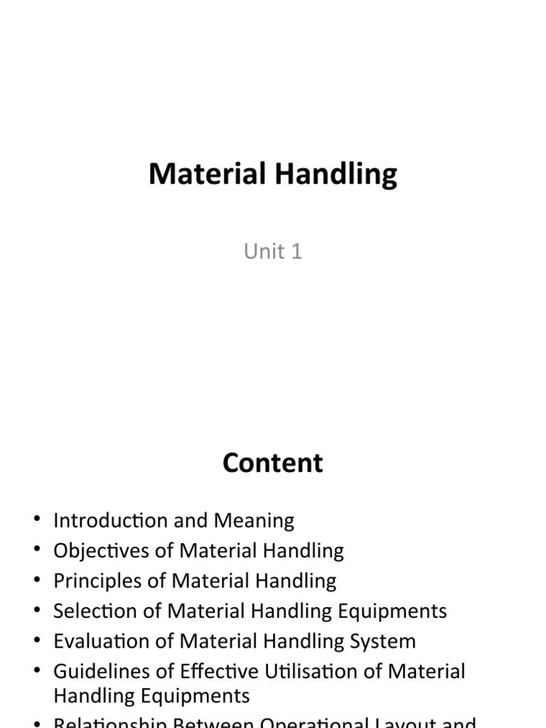 Principles and Objectives of Material Handling | PDF | Supply Chain ...