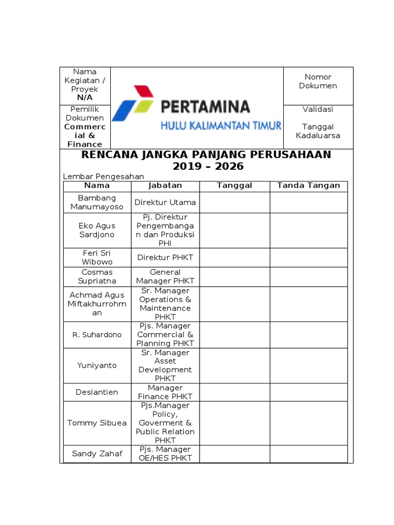 RJPP Pertamina 2019-2026: Strategi Utama | PDF | Bisnis