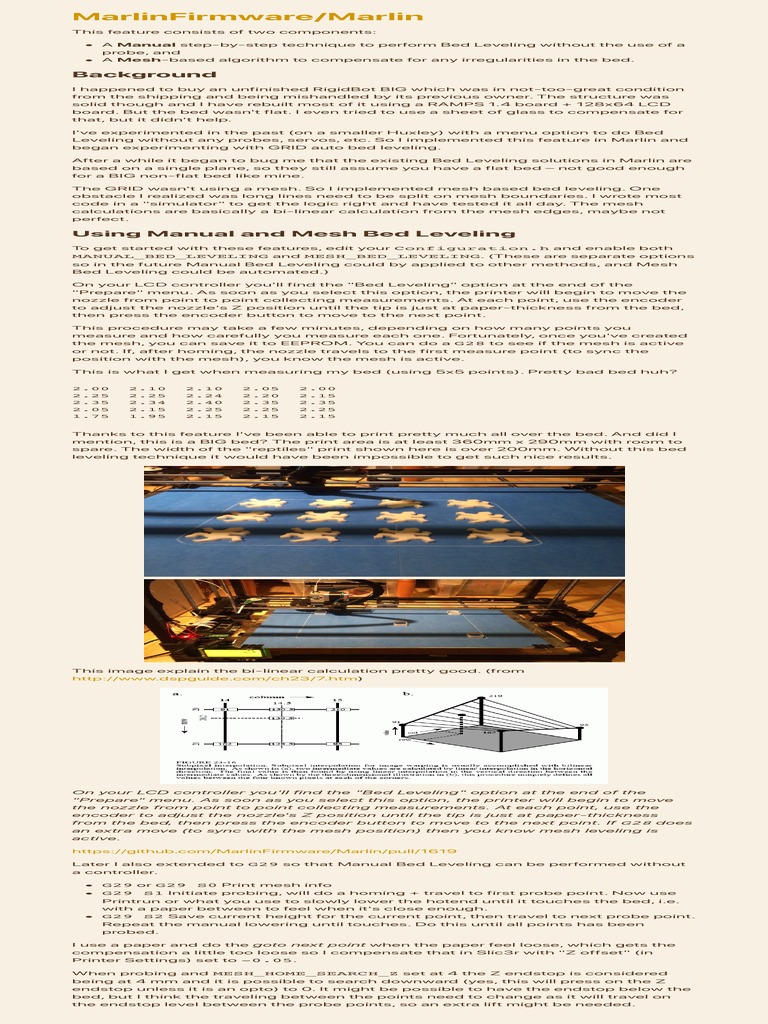 Marlin Using Manual and Mesh Bed Leveling PDF Applied Mathematics
