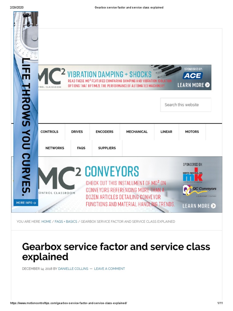 Gearbox Service Factor and Service Class Explained PDF PDF
