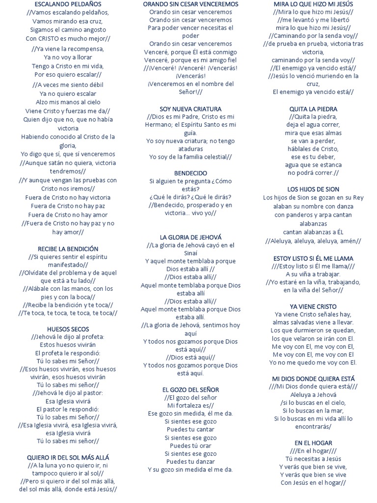Letras de Coros Cristianos | PDF | Cristo (título) | Oración