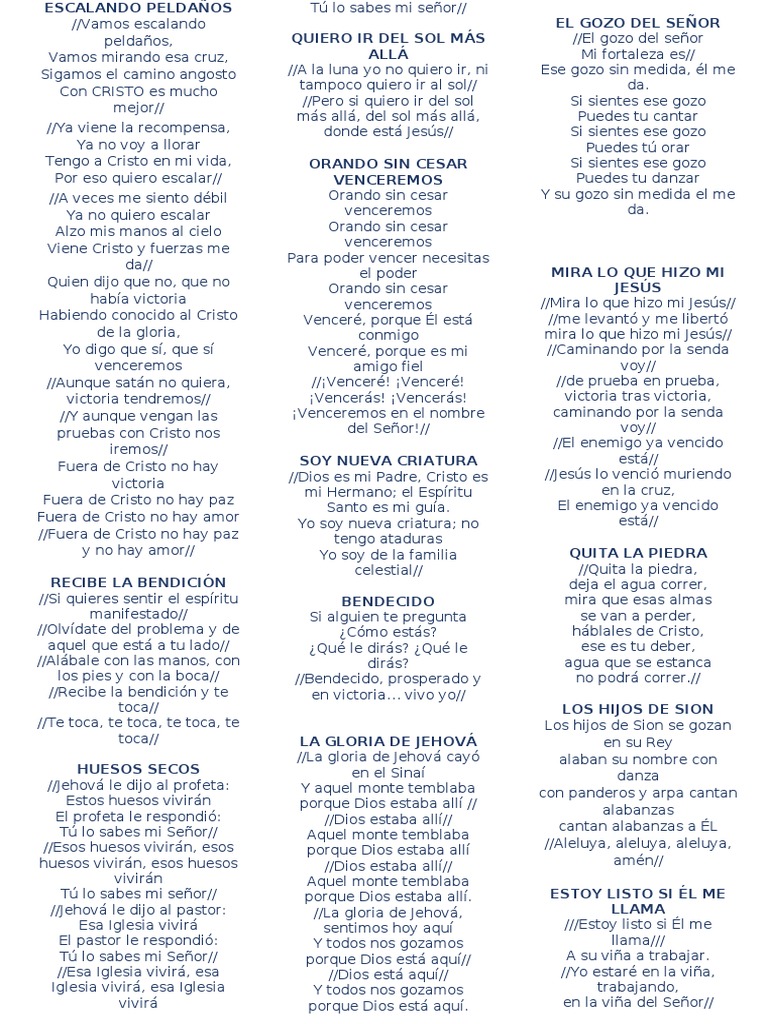 Letras De Coros Cristianos Cristo Titulo Oracion