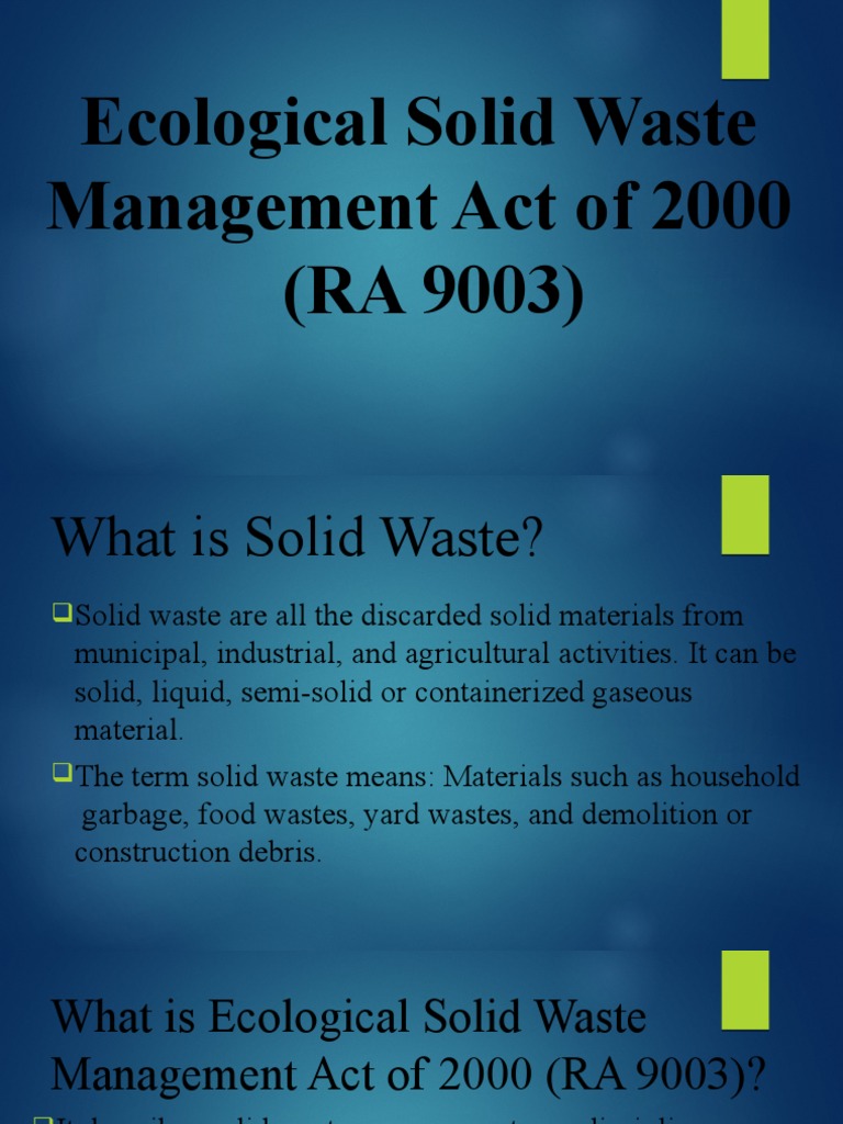 ecological solid waste management act of 2000 essay