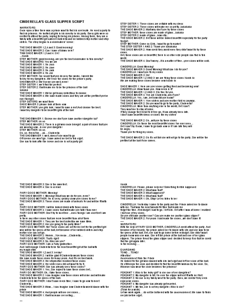 Cinderella's Glass Slipper Script | PDF | Cinderella
