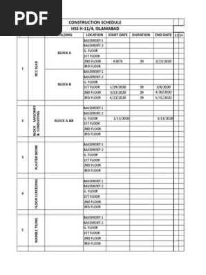 CONSTRUCTION SCHEDULE