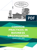 COMMON PRACTICES IN BUSINESS ORGANIZATION Decorum