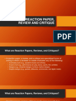 Writing A Reaction Paper, Review and Critique