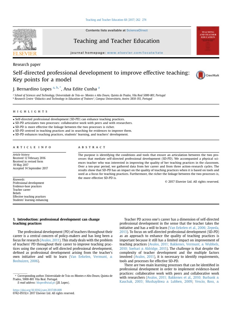 SelfDirected Professional Development To Improve Effective Teaching