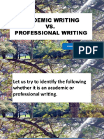Academic vs. Professional Writing