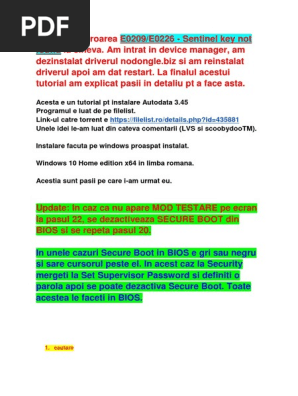 E0209 sentinel key not found windows 10 pro