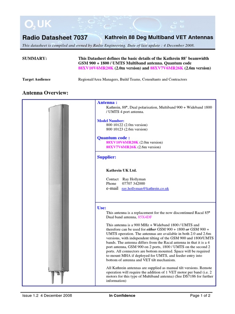 DS7037 Issue 1 (1) .2 (Kathrein 88 Deg Multiband 2.0 and 2.6m VET