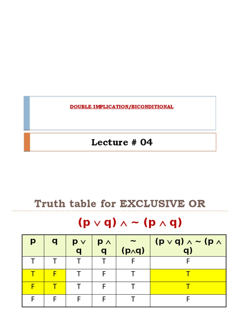 Lecture 04 If And Only If Boolean Algebra