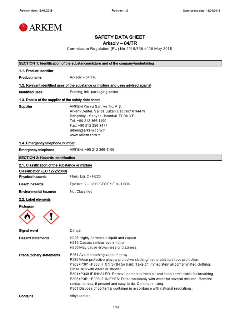 Arksolv - 04-TR - SDS - EN | PDF | Dangerous Goods | Firefighting