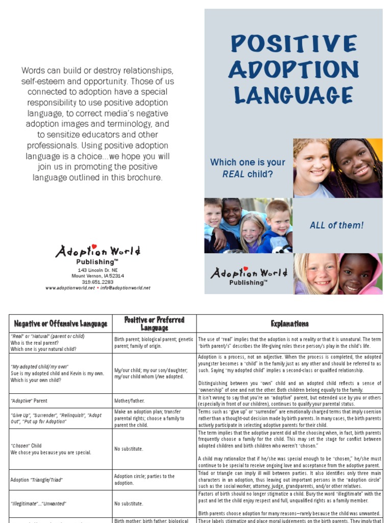 Positive Adoption Language Guide | PDF | Adoption | Parent