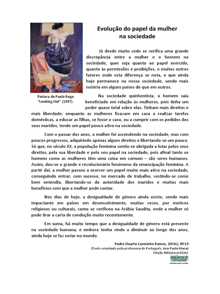 Evolução do Papel da Mulher na Sociedade | PDF | Mulher | Humano
