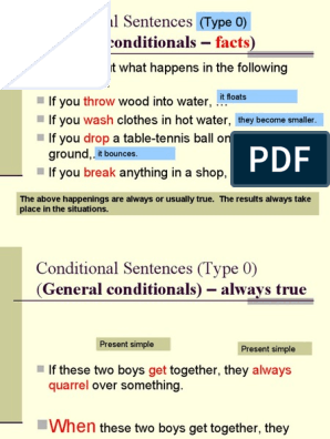 Conditional Sentences - Type 0 1, PDF, Water