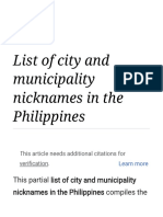 List of City and Municipality Nicknames in The Philippines - Wikipedia PDF