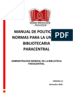 MANUAL DE POLITICAS Y NORMAS PARA LA UNIDAD BIBLIOTECARIA PARACENTRAL (1) (1)