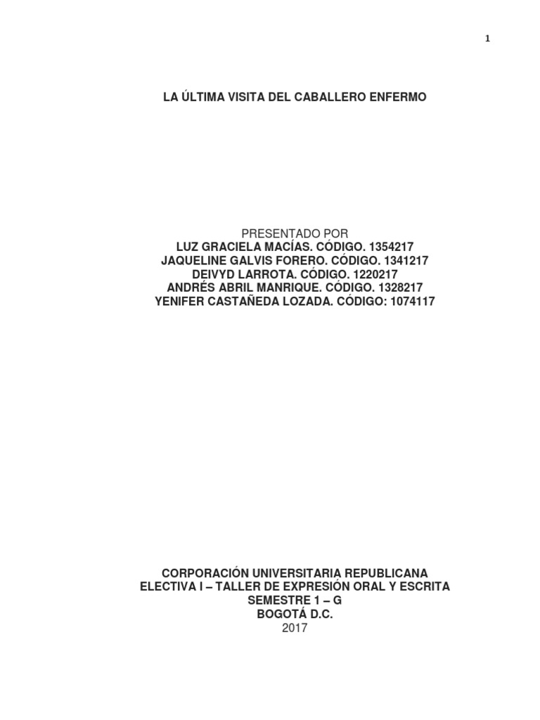 La Ultima Visita Del Caballero Enfermo PDF Science Ciencia y