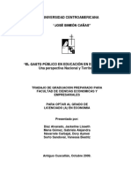 El Gasto Público en Educación en El Salvador Una Perspectiva Nacional y Territorial PDF