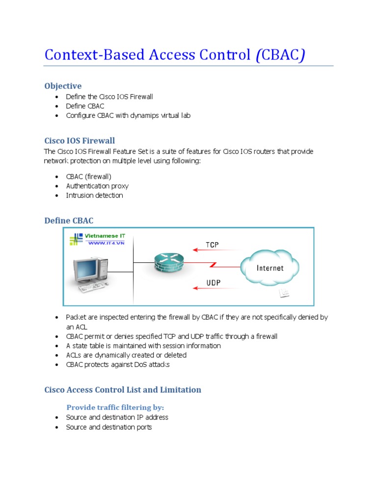 (CCSP SelfStudy) ContextBased Access Control (CBAC) PDF Firewall