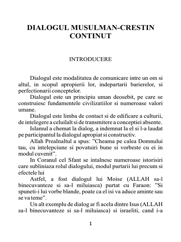 Dialogul Intre Un Musulman Si Un Crestin PDF | PDF