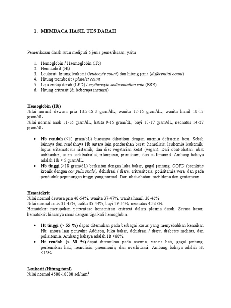 Baca Hasil Tes Darah Pdf