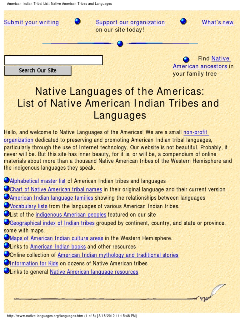 American Indian Tribal List Native American Tribes and Languages