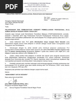 Surat Arahan Pelaksanaan Plc Bertarikh 3 Disember 2014