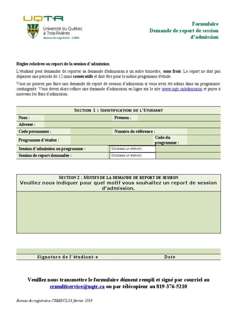Modèle De Lettre De Demande De Report D admission Pdf Demande de Report de Session | PDF