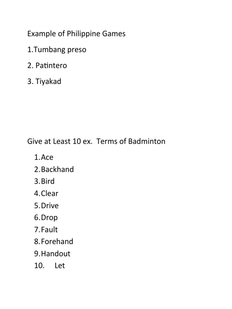 Example of Philippine Games | PDF | Wellness