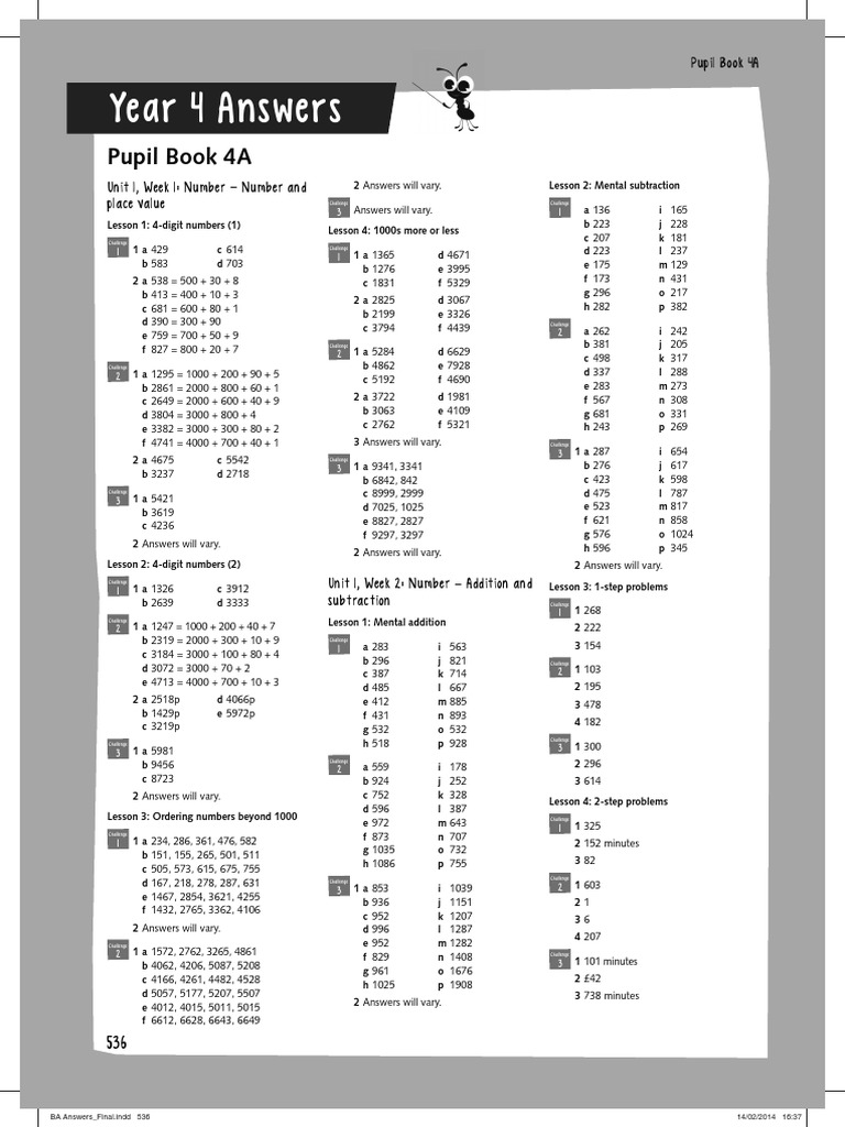 Busy Ant Maths Year 4 Answers | PDF | Fraction (Mathematics) | Geometry