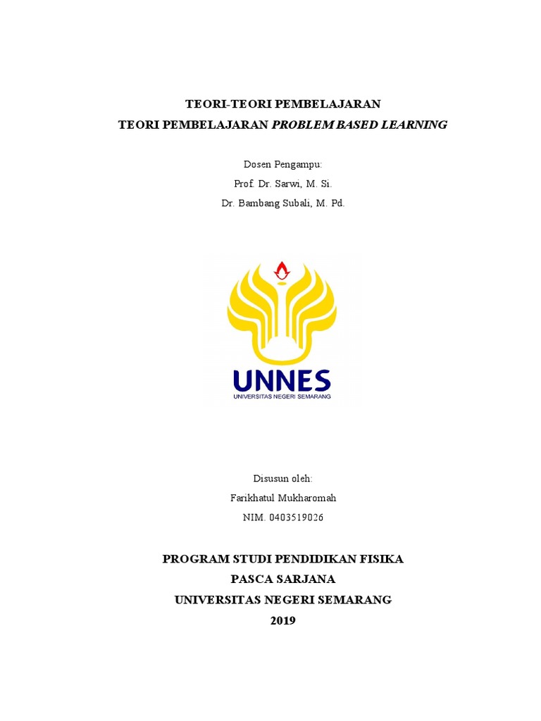Teori Problem Based Learning dalam Pendidikan | PDF