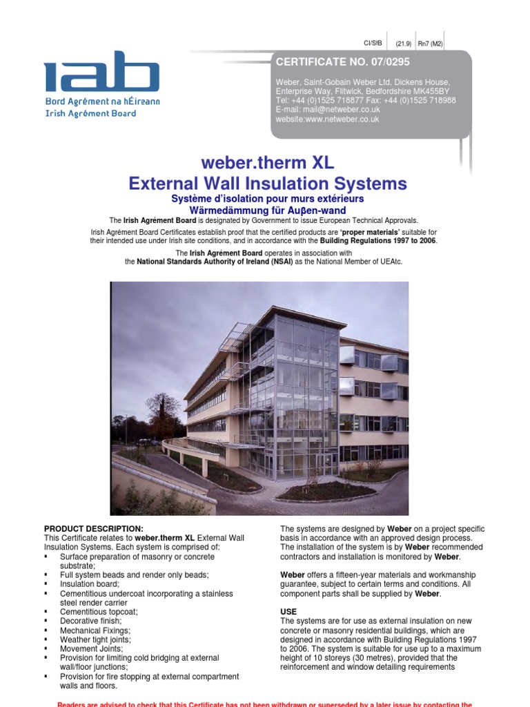 External Wall Insulation Irish Certification Polystyrene Mortar