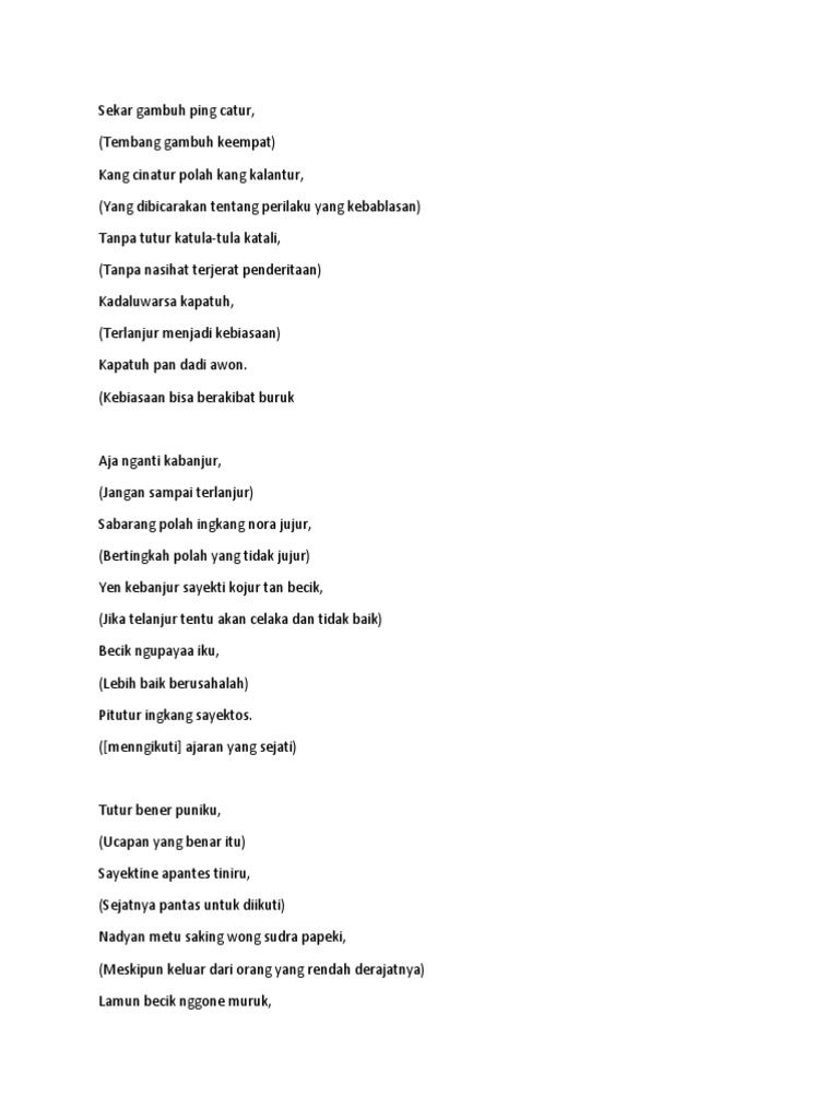 Sekar Gambuh Ping Catur