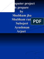 Computer Project Is Prepare by Shubham Jha Shubham Ram Subojeet Ayushman Arjeet