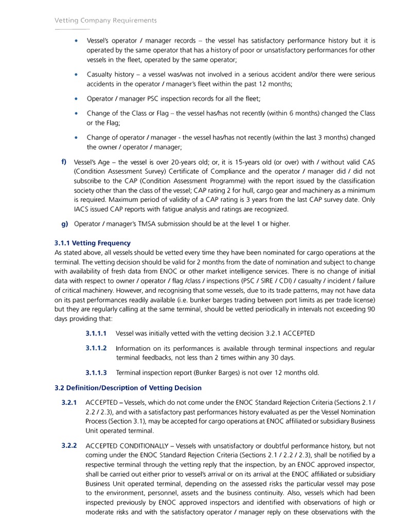 Vetting Process for Marine Vessels | PDF | Verification And Validation ...