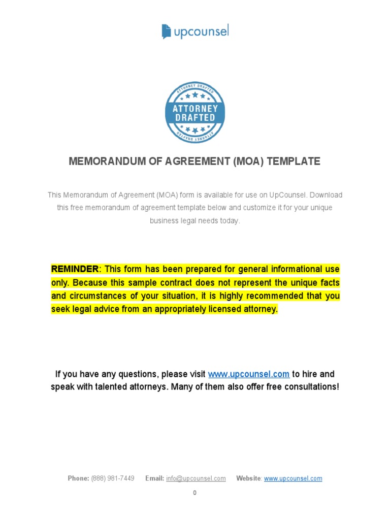 MOA Template for Partnership Agreement | PDF | Partnership | Mediation