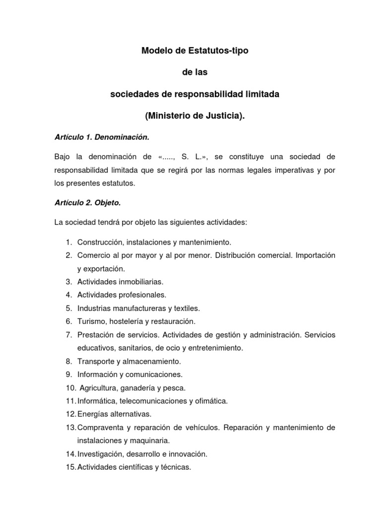 Modelo de Estatutos SRL | PDF | Gobierno | Business