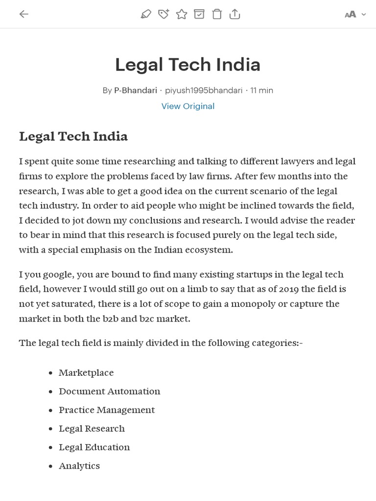 Legal Tech India 1581617090882 | PDF | Analytics | Startup Company